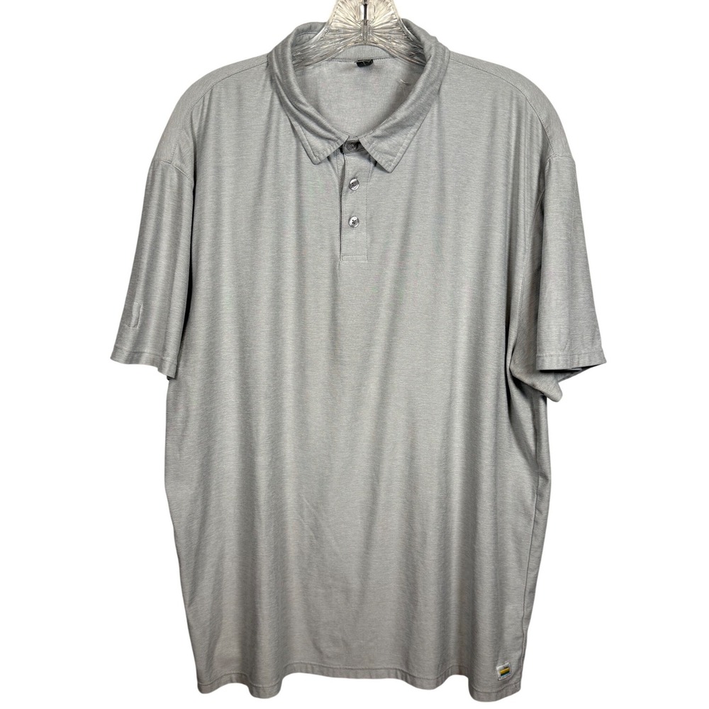 VUORI Men's Strato Tech Polo, Harbor Gray Heather, Golf Polo, Size XXL